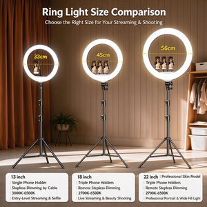 Anneau lumineux LED 13/18/22 pouces pour photographie, support de téléphone, lampe de remplissage pour diffusion en direct, maquillage, portrait, vlog - Product Image 2