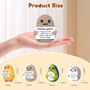 Cute Crochet Animals <b>Mini</b> Potato Penguins Woll Doll with Positive Card Funny Emotional Christmas Birthday Gifts Desk Decor - Product Image 6