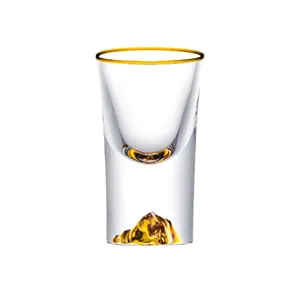 1,5 Unzen Kristall Schnaps glas mit Dekoration Blattgold Flocken Shot Cups, BPA-frei und bleifrei