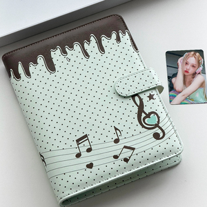 Album Fotografico A5 in Pelle PU di Alta Qualità con Fogli Staccabili, Tema Note Musicali al Cioccolato e Menta, Raccoglitore per Fotocard Kpop <span class=keywords><strong>da</strong></span> 3 Pollici - Product Image 1