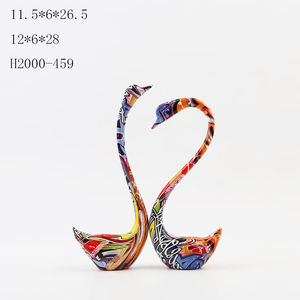 Su transferi renkli reçine el sanatları hayvan kuş heykel çift kuğu heykeli - Product Image 2