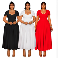 Robe mi-longue plissée à col rond pour femme avec encolure en cœur et robe de soirée/danse coupe trapèze, logo personnalisé, grande taille