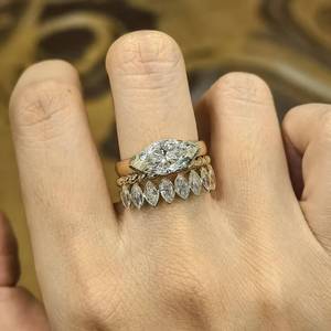 Anéis de Diamante Sintético em Ouro 14k 2ct Anel de Noivado com Diamante Marquise Certificado IGI Anel de Diamante Cultivado em Laboratório - Product Image 4