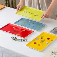 Assiette rectangulaire en céramique motif légumes de dessin animé, vaisselle pour enfant en porcelaine fine, plat de service pour steak et fruits, pour repas d'enfant, maison et cuisine