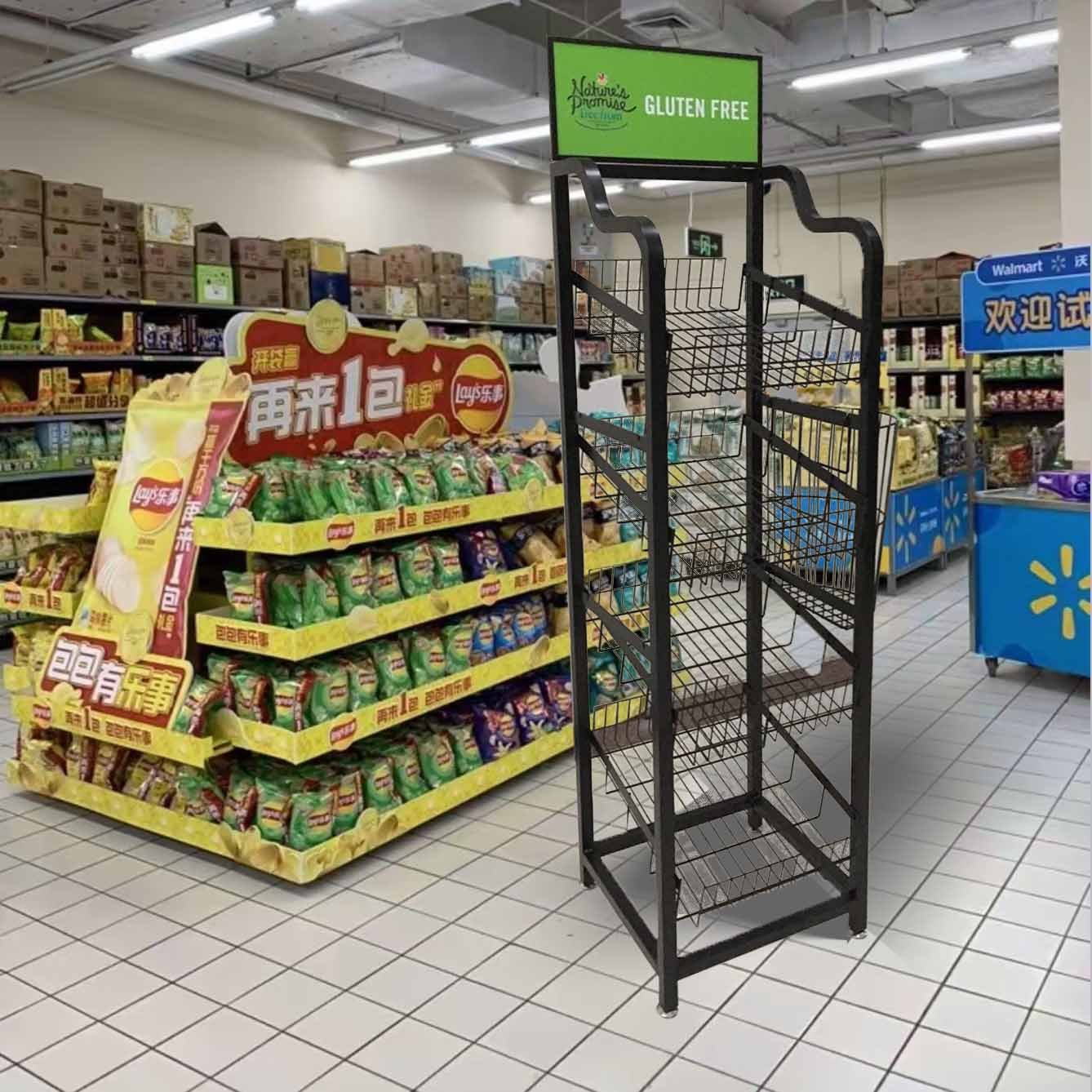 Metal Food Bakery Bread Display Racks Supermarket Stand for Effective Product Showcase — view 3