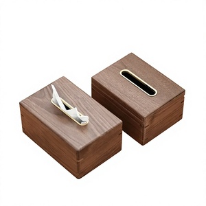 Juego de 2 cubiertas modernas para cajas de pañuelos de madera natural, diseño novedoso para el hogar, hoteles, oficina, escritorio, tocador, caja de pañuelos hecha a mano - Product Image 2