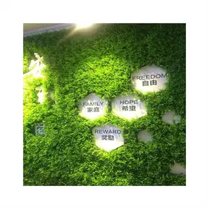 Dekorasi dinding tanaman hijau buatan, dekorasi dinding rumput buatan