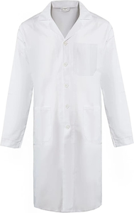 เสื้อกาวน์แล็บคุณภาพสูงสีขาวแขนยาวป้องกันไฟฟ้าสถิตย์ทนทานหลายกระเป๋าสำหรับห้องปฏิบัติการทางการแพทย์ - Product Image 2