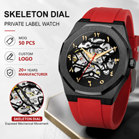 Montre automatique de luxe OEM/ODM, bracelet en silicone, montre sport pour homme, acier inoxydable, montre mécanique tendance, logo personnalisé