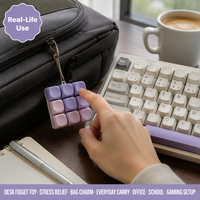 Custom Mechanical Keycap Keychain Fidget Toy 3x3 Grid Press Pop ASMR Clicker Desk Stress Relief Bag Charm OEM Logo Color Design