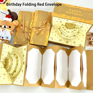 Nouvelle Arrivée Populaire : Carte <span class=keywords><strong>d</strong></span>'<span class=keywords><strong>Anniversaire</strong></span> 3D Pliante avec Enveloppes Rouges – Vœux Chaleureux pour Cadeau <span class=keywords><strong>d</strong></span>'<span class=keywords><strong>Anniversaire</strong></span> et Enveloppe Porte-Bonheur pour Argent - Product Image 1