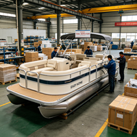 Bateau ponton en aluminium marin de 20 pieds, 8 places, pour famille, fête, pêche, certifié CE, moteur hors-bord