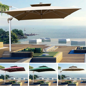 Grand parasol d'extérieur en aluminium, type cantilever, pour jardin, terrasse, avec panneau solaire LED, pour hôtels, cours, de grande taille - Product Image 4