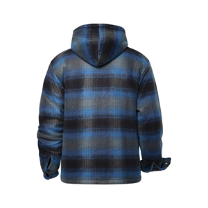 New Custom Winter Digital Printing Fleece Lined Double Layer Zip-Up Flannel Hoodies for Men Low Price - Product Image 2