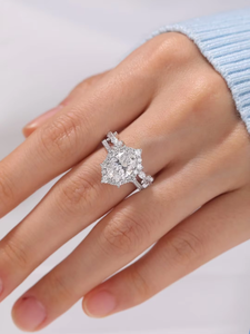 Women's <b>White</b> Gold Round Brilliant Cut Diamond Engagement Ring With Halo And <b>Side</b> Stones GIA Certified Classic Style - Product Image 1