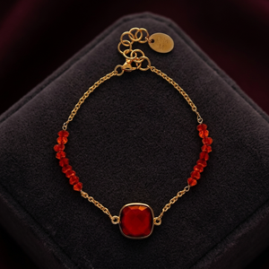 Pulsera de Latón Dorado con Hermosa Gema de Granate Hidro, Joyería Étnica Hindú Hecha a Mano para Aniversario - Product Image 3