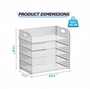 5-Tray Metal Mesh Desk <b>File</b> <b>Organizer</b> with Letter Tray Handle Office Home School Paper Sorter and <b>File</b> Folder Holder - Product Image 4