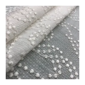 Customized rayon starlish all over embroidery lace dobby fabric