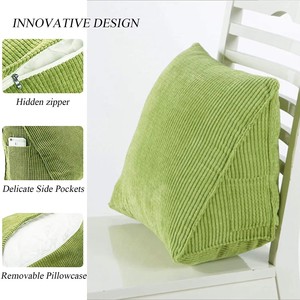 <span class=keywords><strong>Coussin</strong></span> de soutien lombaire en forme de <span class=keywords><strong>cale</strong></span> - Oreiller lombaire en velours côtelé pour le repos au lit et la vision de la télévision - Product Image 2