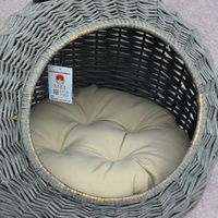 Cama para Gatos Tradicional Tejida a Mano de Mimbre Natural, Ecológica, Nido para Mascotas, Cesta Artesanal para Gatitos, Uso en Interiores, Transpirable y Lavable