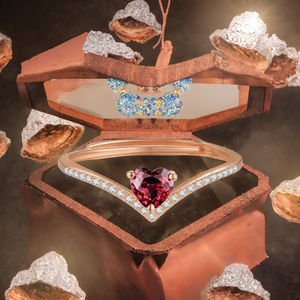 Red <b>Garnet</b> Heart Shape Engagement Wedding <b>Ring</b> 925 Sterling <b>Silver</b> Gold Plated Party Women's Jewelry <b>Rings</b> - Product Image 3