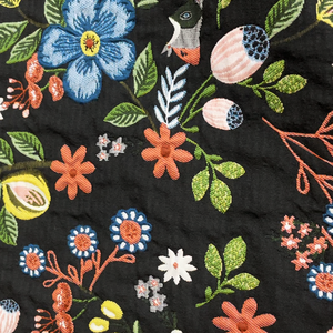 Tissu jacquard brodé 3D de style français, luxueux, floral et chat, pour robe, vêtement ou sac - Product Image 3