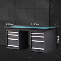 Armoire à outils d'atelier industrielle avec tiroirs, armoire de rangement pour garage et atelier, table de travail en acier