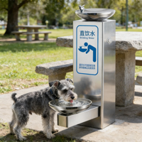 Fontaine à eau froide électrique en acier inoxydable 304 pour animaux de compagnie, à poser sur pied, pour usage extérieur public