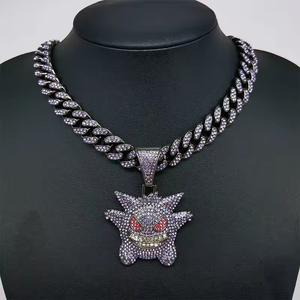 Nuovo Arrivo Collana Hip Hop Gengar con Catena Cuban Link da 13mm e Ciondolo Bling Piccolo Mostro in 3 Colori, Regalo da Uomo, Gioielli in Lega - Product Image 5