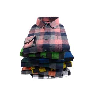 Chemise en flanelle à manches courtes à col roulé respirante décontractée boutonnée en polyester/coton personnalisée pour hommes - Product Image 4