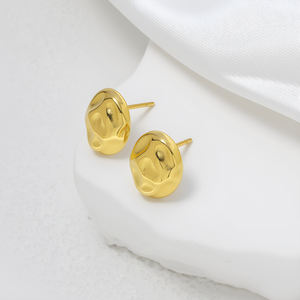 Pendientes de Aro de Acero Inoxidable Chapados en Oro de 18K - Forma Irregular Cóncava-Convexa - Accesorios de Moda para Mujer para Fiestas - Product Image 4