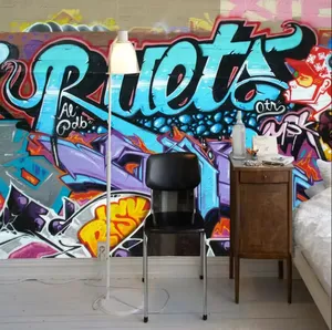 3d уличная мода обои граффити хип-хоп Настенная роспись Абстрактная кирпичная стена обои украшения