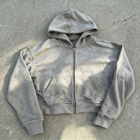 Sweat à capuche zippé de haute qualité, effet délavé soleil, personnalisable avec impression DTG, fabriqué en Chine pour les marques