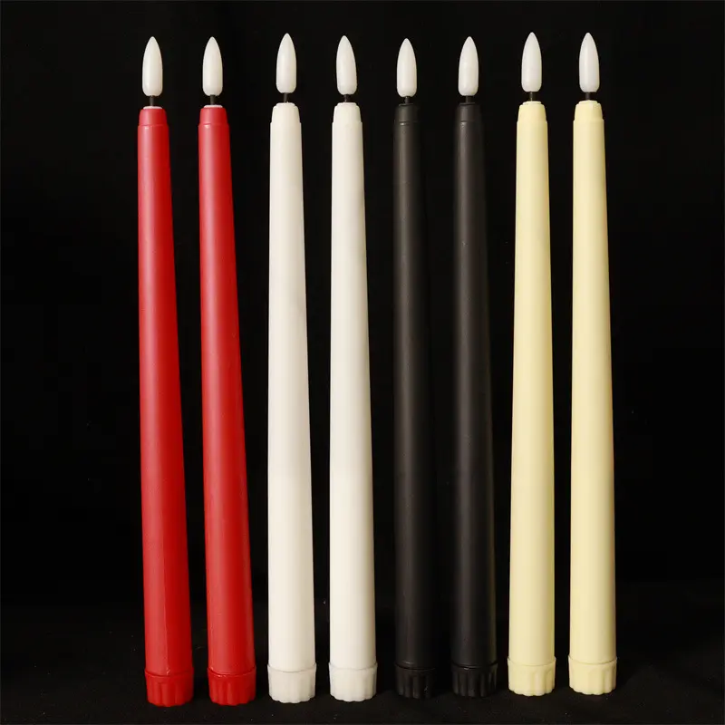 10.8''/11'' Flameless Plastic 3D Wick LED Taper Candle with Timer, Remote Control and Smooth Wax