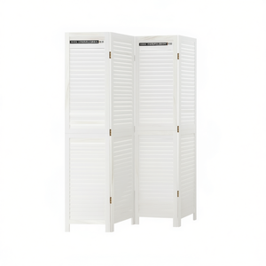 Solid <b>White</b> Paulownia Wood 4 Panel <b>Room</b> <b>Divider</b> Elegant Office Partition Foldable Freestanding - Product Image 1