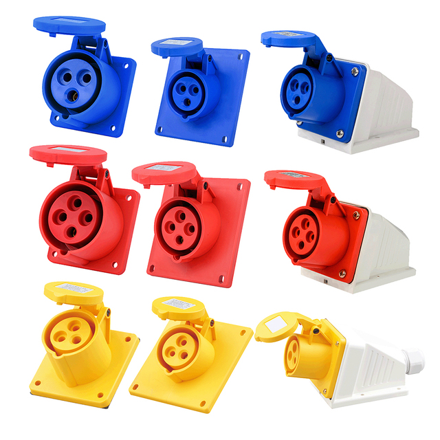 IP44 Industrial Plug Waterproof Socket 16A32A 3-core 4-hole 5-core Three-phase 380v Male and Female Aviation Socket