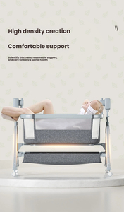 Lit bébé multifonctionnel pliable et mobile, grand lit modulable avec fonction berceuse, <span class=keywords><strong>berceau</strong></span> pour nouveau-né et enfant, télécommande - Product Image 5