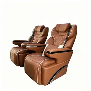 Asiento de Aviación VIP Personalizado en Cuero Nappa con Costuras en Diamante Marrón, con Masaje Eléctrico y Ventilación, para Interior de Van de Negocios - Product Image 2