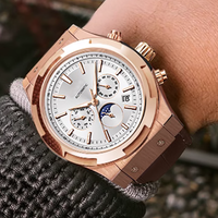 Montres automatiques mécaniques en acier pour hommes, design personnalisé, calendrier phases solaires, pour marque privée