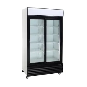 Pintu Kaca Geser Vertikal Soft Drink Display Chiller, Pintu Kaca Merchandiser, Supermarket Kulkas untuk PESI