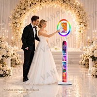 Photomaton professionnel pour iPad, design arqué, coque métallique tout-en-un, 10,2-13 pouces, avec anneau lumineux RGB, pour événements, mariages, location