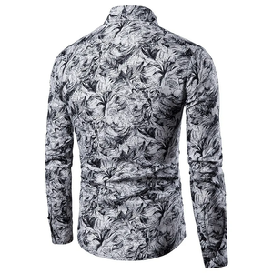 Nouvelle Arrivée 2025 – Chemise Décontractée Homme à Manches Longues Imprimé Géométrique Coupe Slim Style Hip <span class=keywords><strong>Hop</strong></span> 100% Coton pour Soirées et Usage Quotidien - Product Image 3