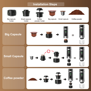 Cafetera Portátil Autocalentable 3 en 1, Compatible con Cápsulas y Café Molido, Diseño Desmontable, Batería Reemplazable, para Exteriores y Automóvil - Product Image 5