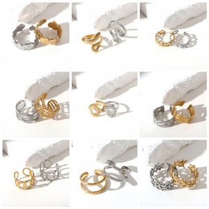 Anillos de Acero Inoxidable Ajustables con Baño de Oro, Minimalistas, Resistentes al Deslustre, con Forma de Corazón y Estrella, para Mujer, Venta al Por Mayor - Product Image 2