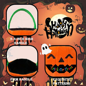 Nouveau design de sac à jouets en peluche V006 Poupée en peluche citrouille Paniers cadeaux personnalisés pour Halloween avec poignée pour cadeaux de fête - Product Image 4
