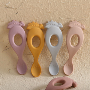 2025 nuevas cucharas de alimentación de dinosaurio para bebés de primera etapa, cucharas de aprendizaje de silicona de punta suave sin BPA con patrón de animales - Product Image 2