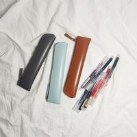 Étuis à crayons vintage en cuir PU, sacs à crayons créatifs à fermeture éclair, porte-stylos pour étudiants, fournitures scolaires Kawaii