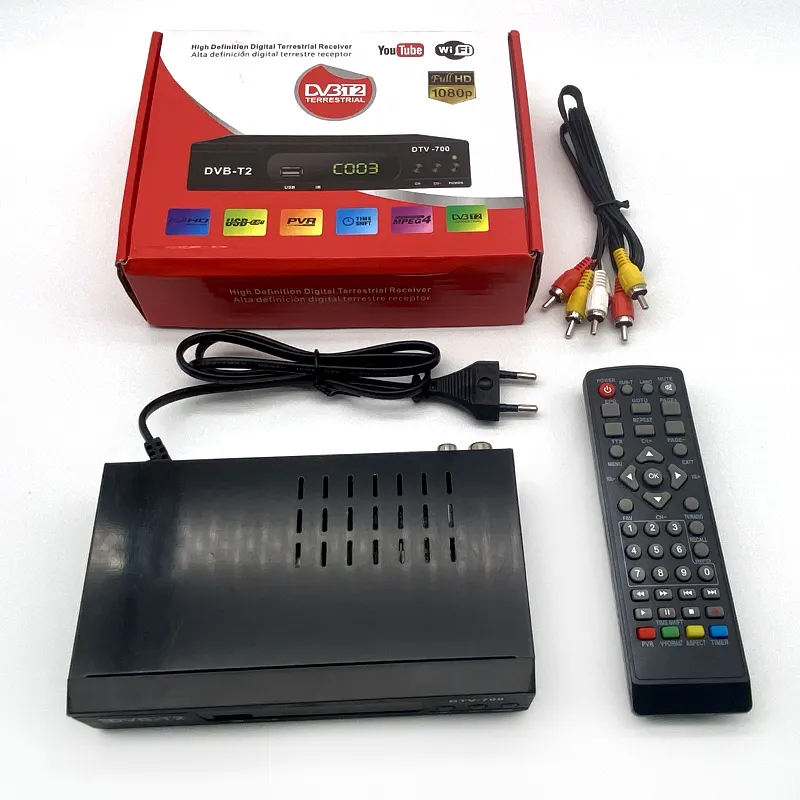 Venda quente set-top box fábrica Best Selling DVB T2 TV BOX Novos Produtos Personalizados Livre Para Ar Wifi H 265Dvb T2 Set Top Box