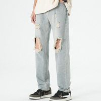 Personnalisé détruit déchiré J1eans Homme 13oz Y2K acide en détresse Scratch hommes pantalons pantalons
