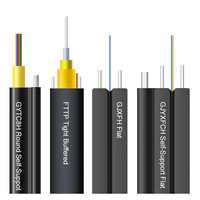 Kabel Drop GJYXCH GJXH GJXFH luar ruangan dalam ruangan 1 2 4 inti 3 kabel baja FRP 2*5mm serat optik FTTH kabel Drop